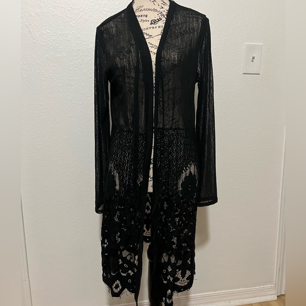 Siren Lily Black Sheer Lace Cardigan